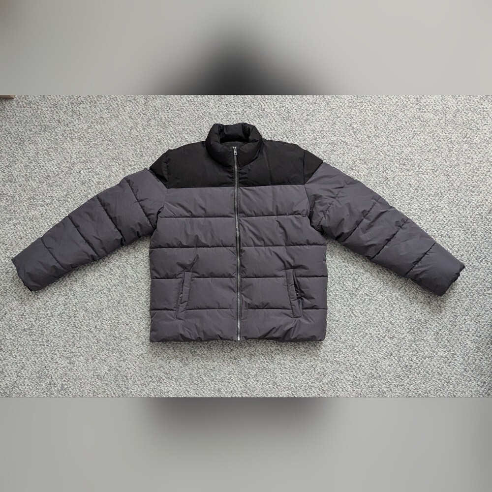 ONLY & SONS Men's (XL) Charcoal Grey & Black Winter Puffer Jacket